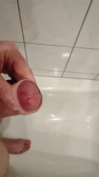 Ruined orgasm with enormous cumshot after 2 weeks of chastity