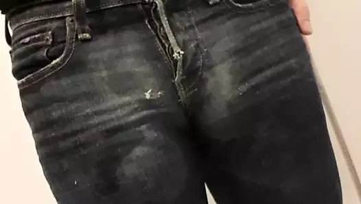 piss in tight faded jeans
