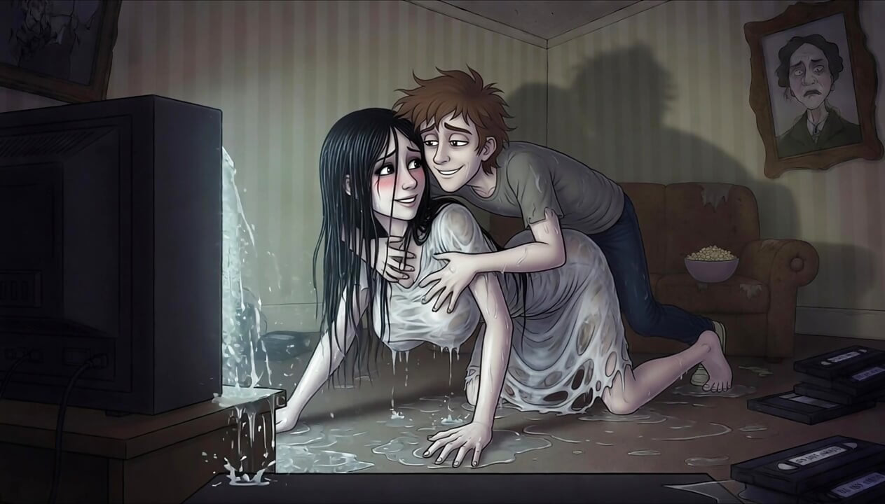 Beautiful Horror Girl Crawled Out of My TV