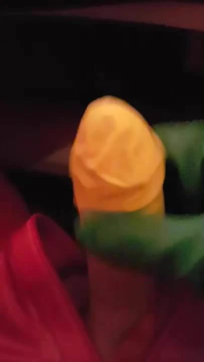 Masturbating with rubber gloves wearing a red rubber catsuit