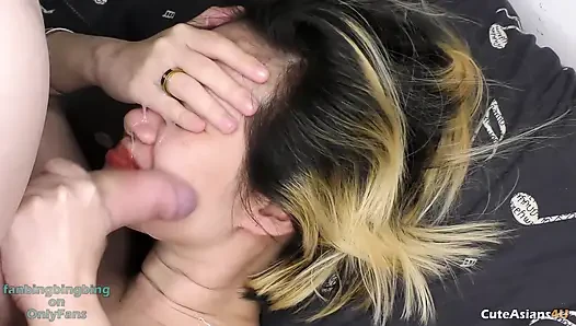 Delivery guy delivers cum on her face and more