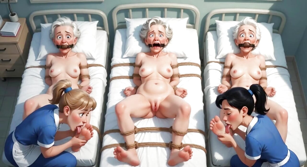 Nursing Home Fetish - Bound Grannies Moaning From Foot Licking