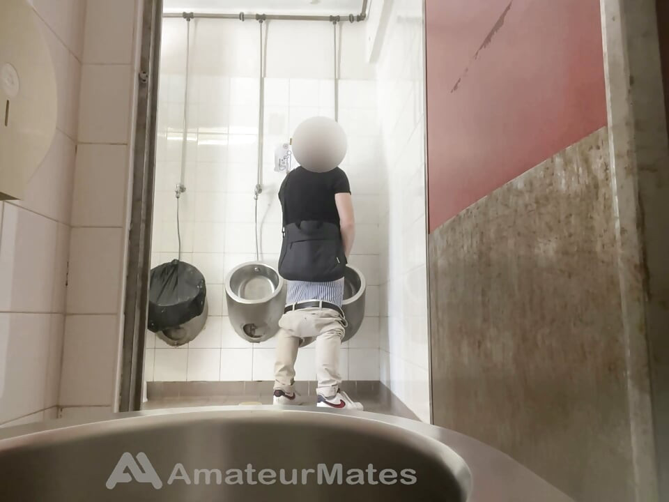 Amateur Straight Boy Trying to Get Caught at Public Urinal