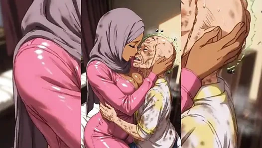 Tesettürlü Müslüman kızlar çirkin şişman edepsiz yaşlı erkekler tarafından aşağılanıyor ve perişan ediliyor - sıkılıyor, öpülüyor, sert sikiliyor bölüm 2