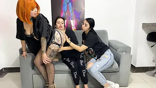 Lesbian Tomboy Threesome End up Eating a Big White Ass
