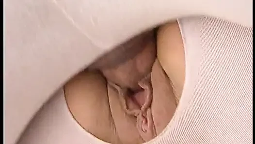 Excellent blonde lady in white gets dick in her tight asshole