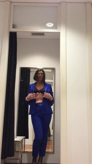 Blue pant suit