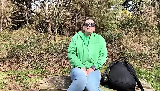 Desperate Outdoor Wetting Jeans on the Public Trail