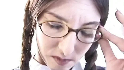 Skinny slut pees on a cup after fucking her cunt