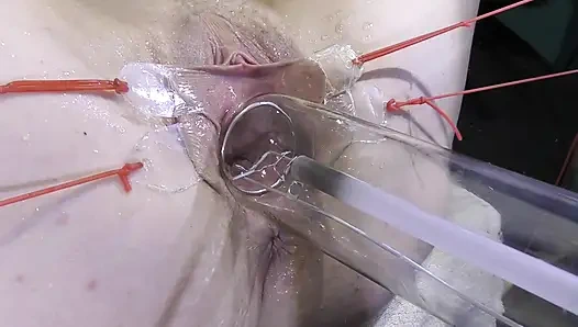 Weit Gespreizte Muschi Nahaufnahme Fickt Mit Lampe 1000 Watt