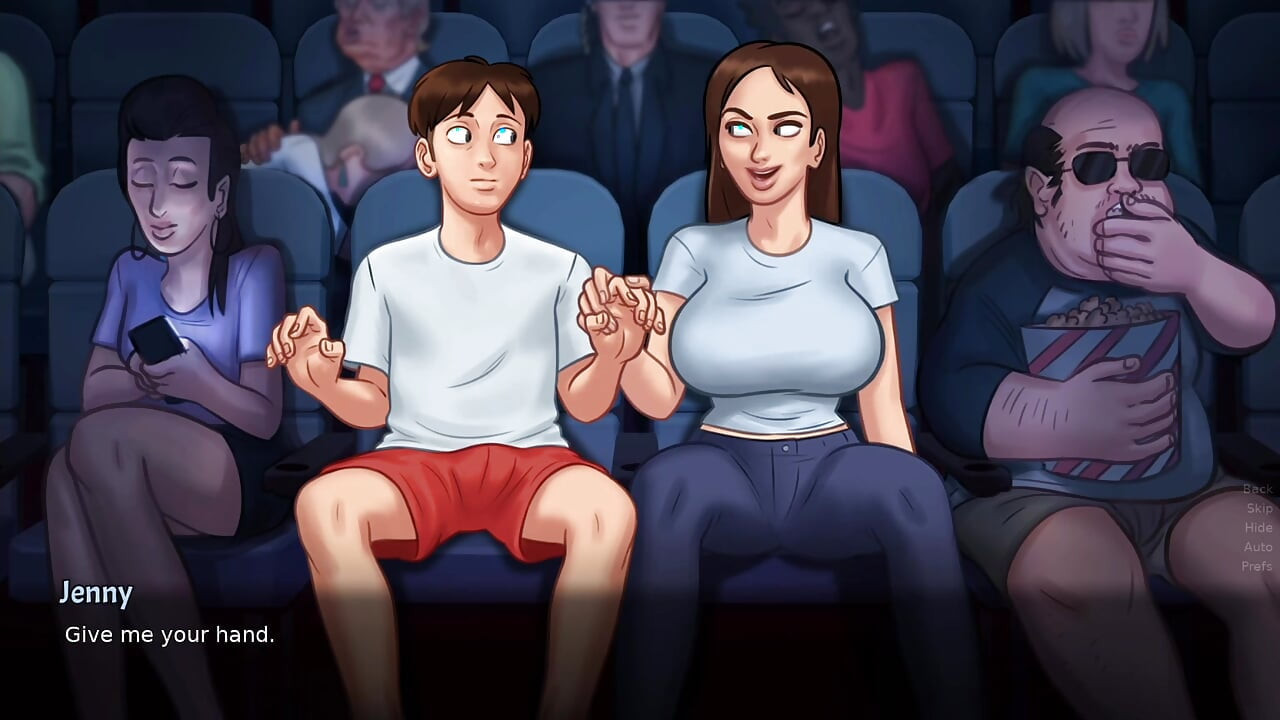 Stepsister fingering during movie