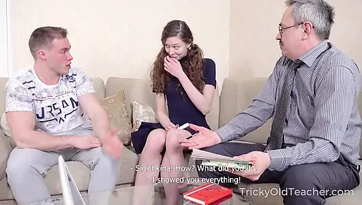 Lazy Cutie Gets a Hard Double Fuck Lesson