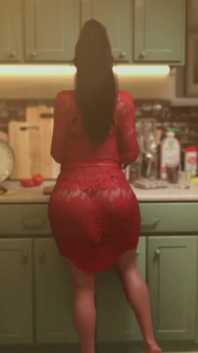 Japanese Stepmom Shaking Her Big Ass In Kitchen | Clip 1
