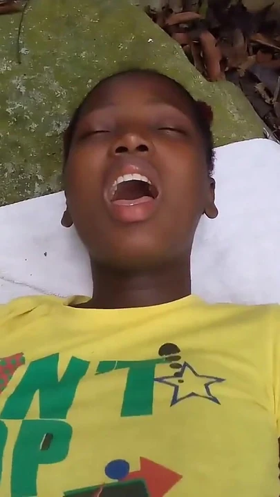 Thrilling moment from "Black Ebony Slut Puts her New Sex Toy Vibrator In her Wet Pussy at New Jersey Woods Backyard"