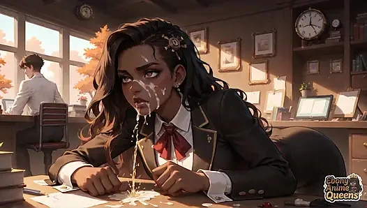 Ateşli zenci bir adam üniversiteli bir kıza vuruyor, gravy'yi yüzüne sıçratıyor. Aynı zamanda, masada doruk noktası var!