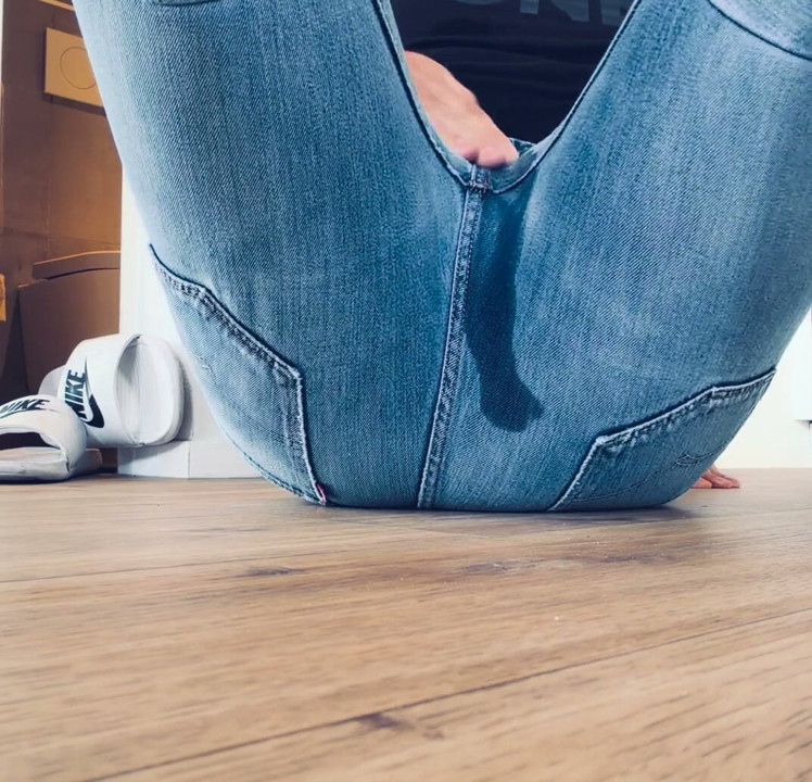 Piss Levis Jeans while friend is next door