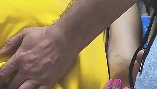 Girl Caught In Public Bus While She Stroking Stranger's Cock Until Ejaculation