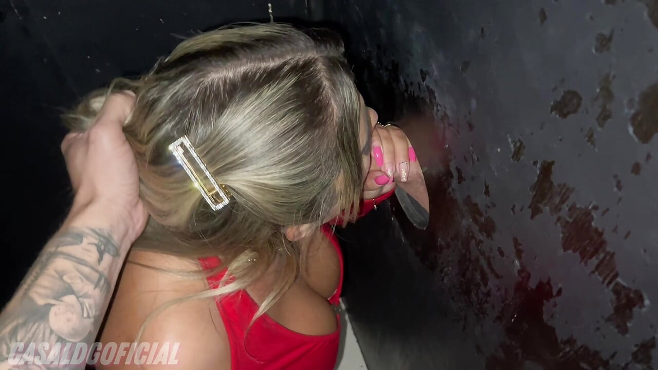 Naughty Wife at the Gloryhole — I Gave It to Four at Once, Husband Filming!