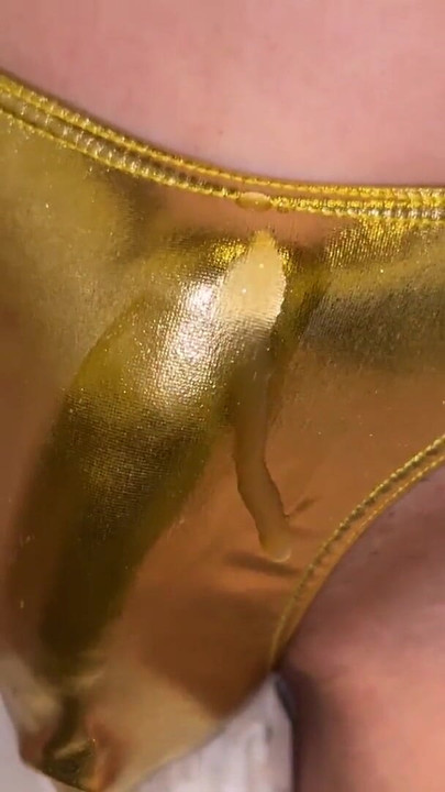 Must-share moment from "Cum in gold shiny thong close up"