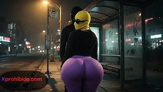 Cewek semok dengan pantat bahenol lagi asik joget di halte bus