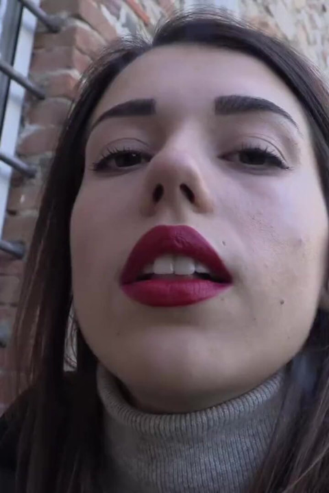 Outdoors smoking on the stairs with sweet Petra