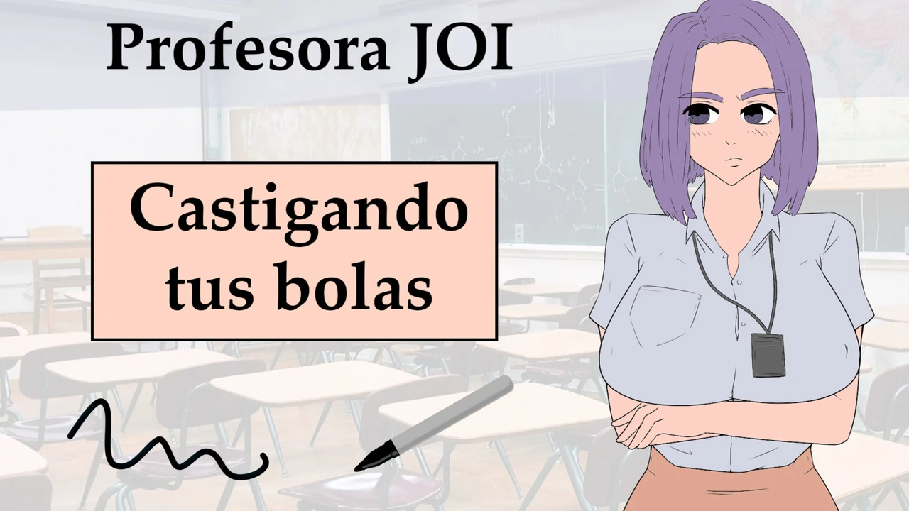 Spanish JOI La profesora te masturba en clase con rotulador y cuerda.