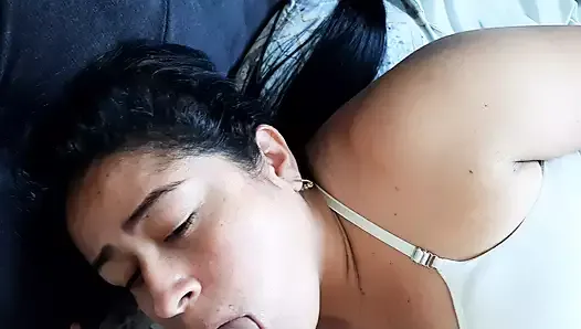 I masturbate while my stepsister rests. She sucks my dick. Part 2. What a rich and tight pussy she has.