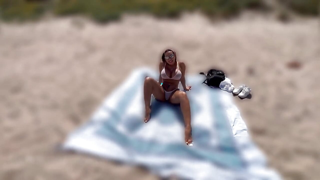POV Fucking on the Beach with a Fan, Deep Blowjobs, Doggystyle and Missionary Outdoors