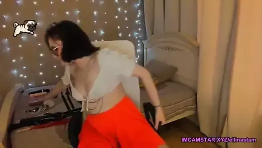 Busty Elli spanking her cute ass