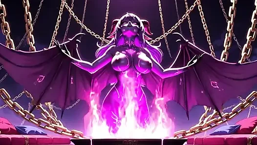 Para bangsawan succubus yang menawan dengan tubuh aduhai berlumuran minyak hitam mengkilap menari dengan sensual di pala terapung