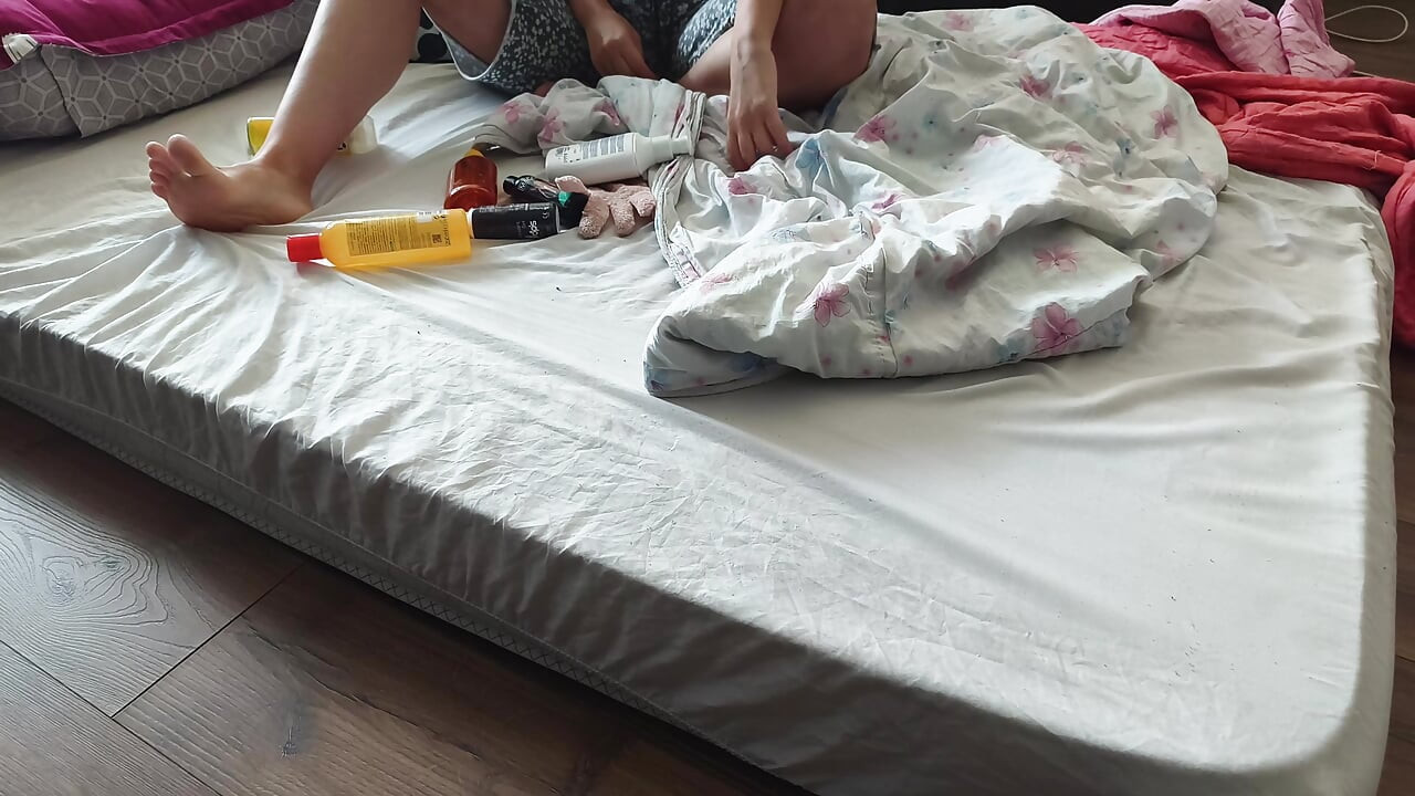 Foreplay in the bedroom with an amateur couple.