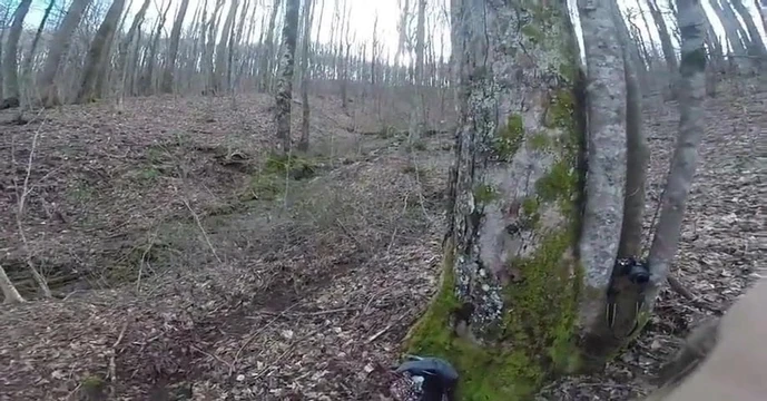 Sexe dans les bois en plein hiver