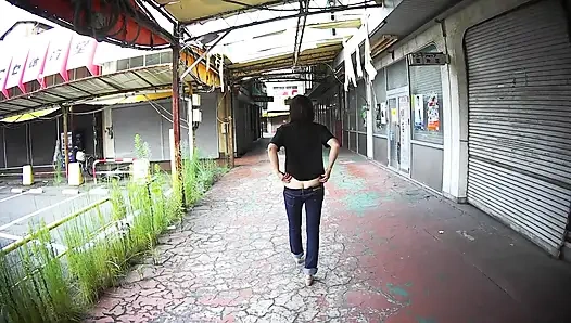 MILF in ultra low rise jeans outdoors..