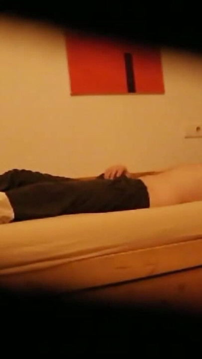 Captivating moment from "Guest room nannycam catches full big dick jerk session"