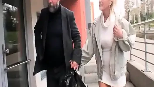 Hot Blonde Granny Gets Her Hairy Twat Covered in Cum