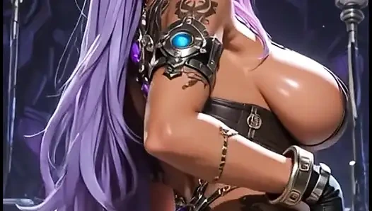 Cyberpunk-mädchen hüpfender arsch (Ai-animation)