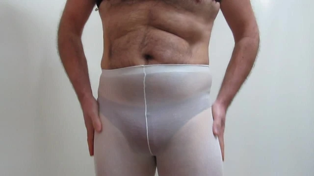 Trying on my new white pantyhose