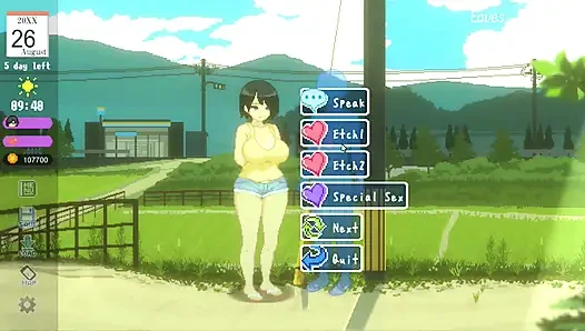 Hentai oyunu - tutku dolu bir yaz sahnesinde büyük memeli kırsal güzellik