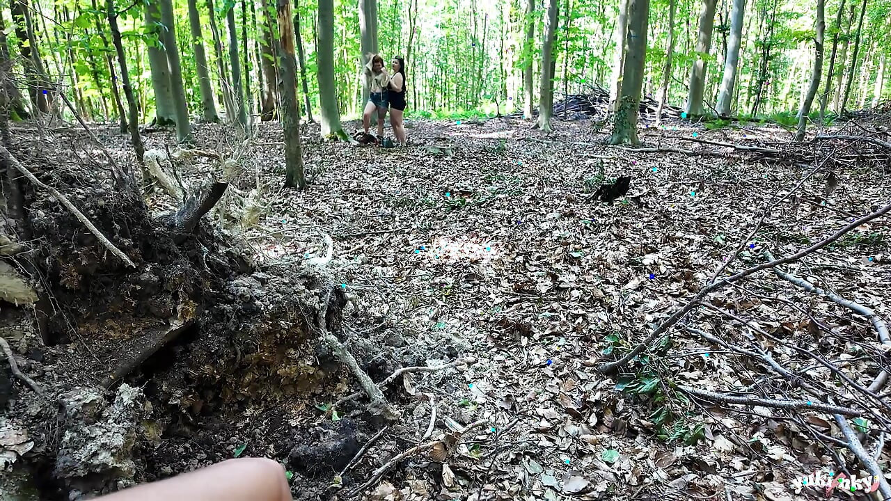 A voyeur in the forest fucks 2 bitches