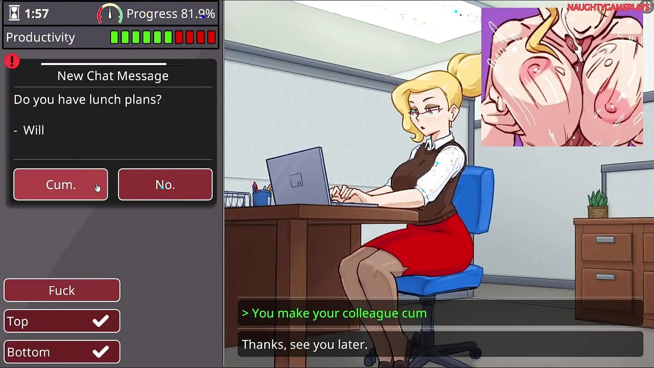 Barely Working - prsatá blondýnka ošukaná všemi v kanceláři - 3D porno hra
