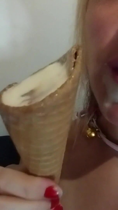 Stunning moment from "PETITE BLONDE MASTURBATES WITH ICE CREAM."