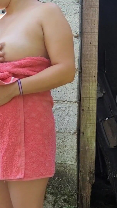 Thrilling moment from "Shower doesn't work, married woman asks the farm's caretaker for help using just a towel and pays"