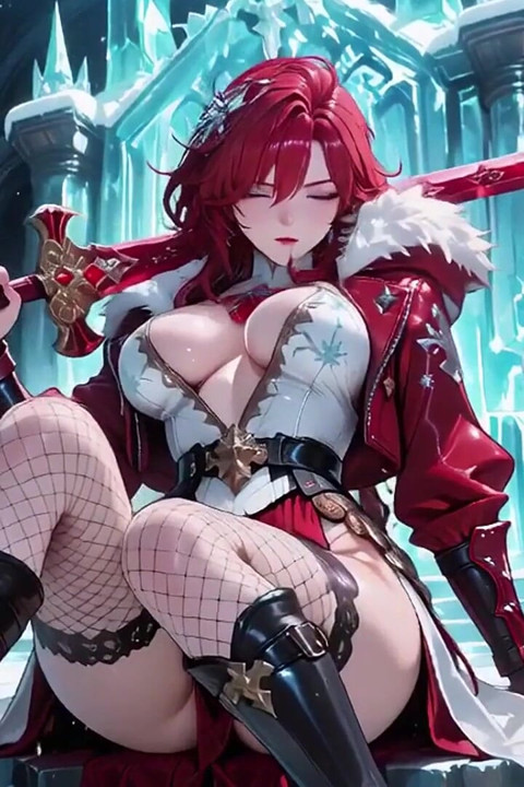 Reina de hielo! La hechicera pelirroja hace una entrada impresionante en la sala del cristal, la bata ligeramente abierta y el personal golpeando seductoramente