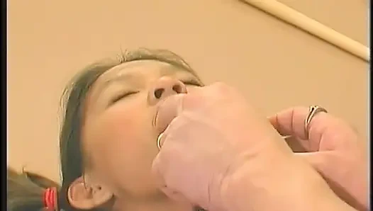 Lusty cheerleader with pigtails gives sloppy and wet bj