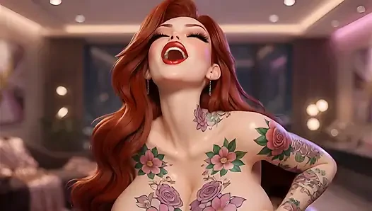 Ahegao üvey anne - büyük memeler zıplıyor, sulu göt ve ıslak amcık azdırıyor