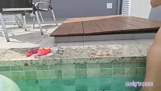 The strap of my panties broke in the middle of the pool, so I took the chance and got naked!