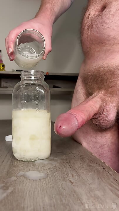 Hung Cum God Pumps a Jar Full of His Sperm