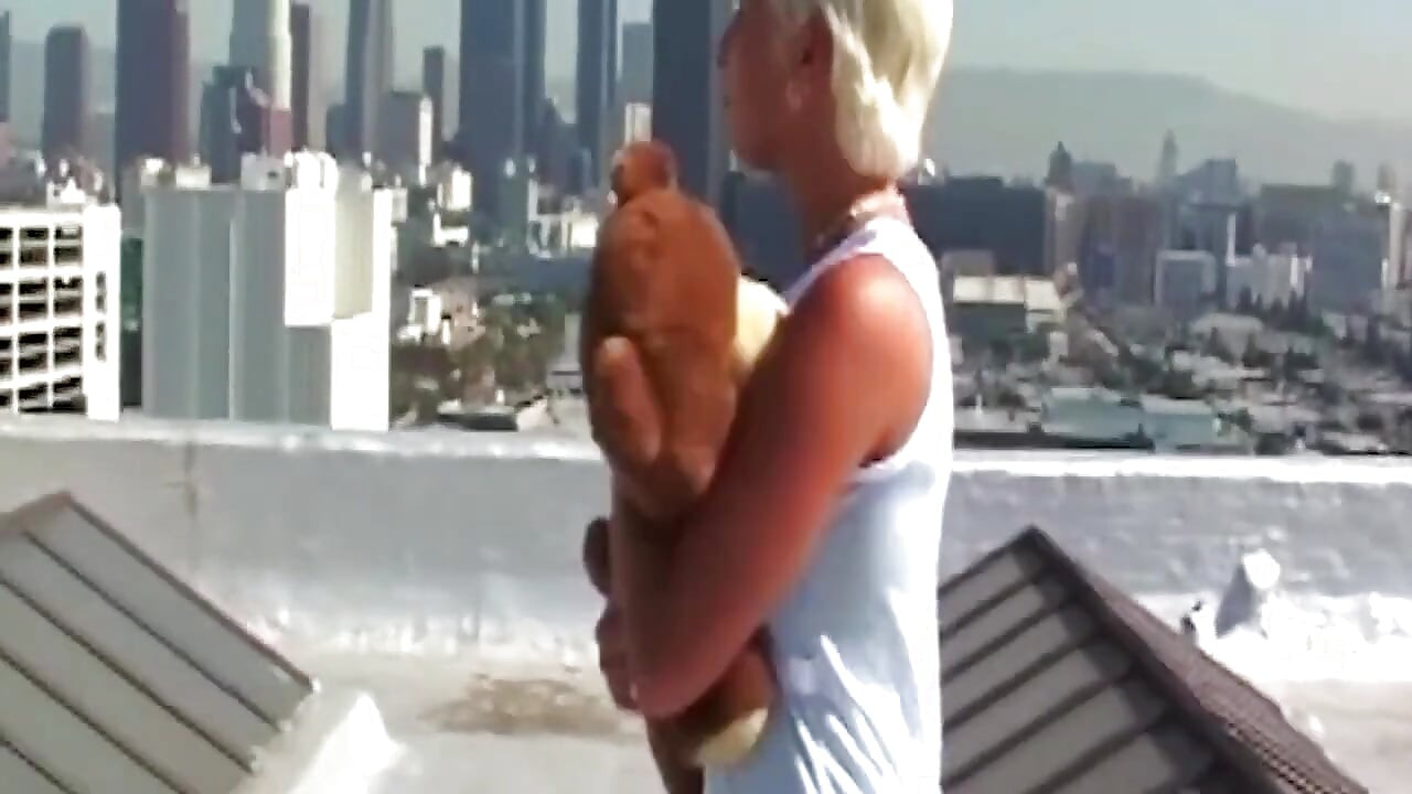Blonde MILF Squirts While Riding Cock on Rooftop