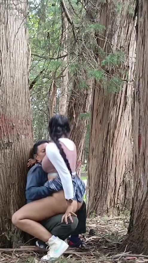 I fuck a beautiful schoolgirl in her uniform in the forest | Clip 3