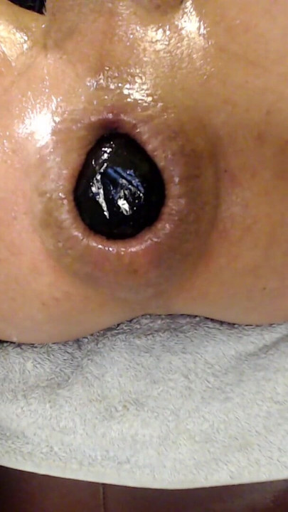 Captivating moment from "extreme insertion with selfmade 4.5 inch buttplug"